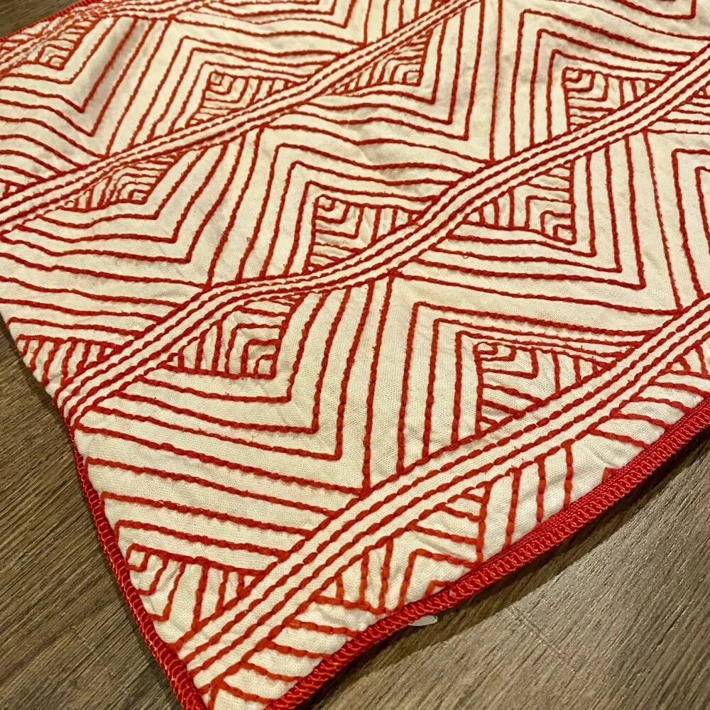Calvin Klein‎ Embroidered Throw Pillow Case 26”x13” - Triangle Geometric Design